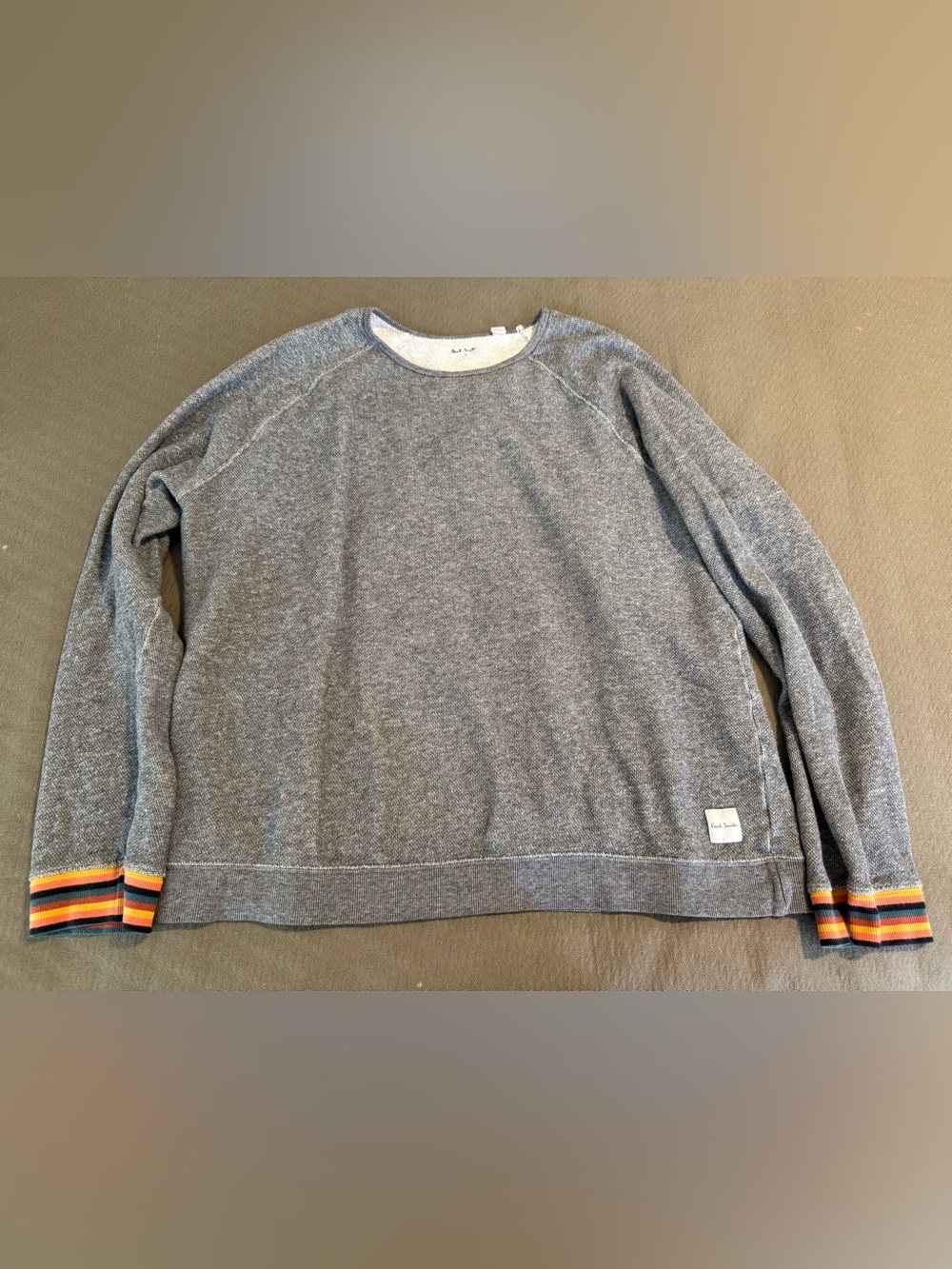 Paul Smith signature multicolor stripe cuffs pullover crewneck sweatshirt large